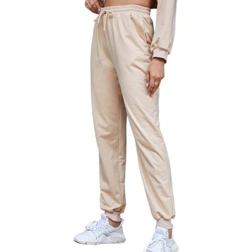 Women Solid Color Sweatpants Summer Casual Elastic Waist Drawstring Ladies Street Wear Jogging Sports Pencil Pants