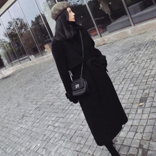 Winter New Arrival Fashion Cashmere Wool Outerwear Female Long Thickening Warm Woolen Overcoat Women Trench Coat