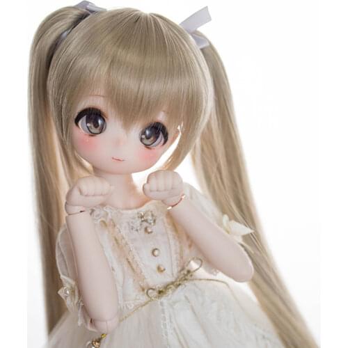 1/3 1/4 BJD SD Doll Wig Lovely Cartoon Anime Quadratic Element Double Ponytail Bangs Wigs for Doll DIY Cosplay Dress Up Toys