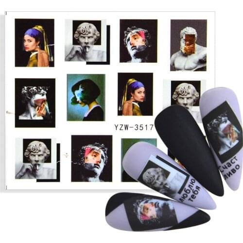 1 Sheet Water Transfer Nail Sticker Decals Character Fruit Cream Cake Lips Beauty Decoration Designs DIY Color Tattoo Tip