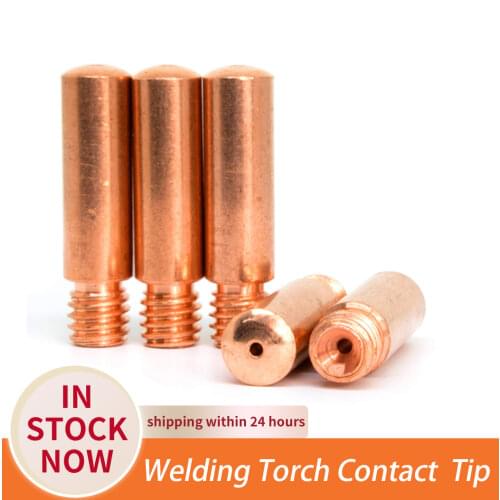 10Pcs/set Tip Gas Nozzle MB-15AK M6*25mm Welding Torch Contact Contact Tip Gas Nozzle 0.8/1.0/1.2mm