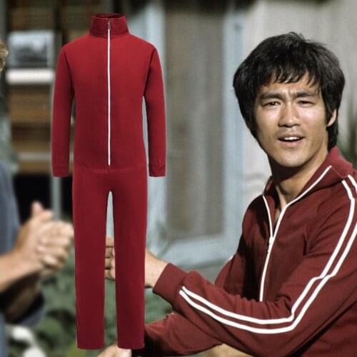 1971 Longstreet Suit Bruce Lee Costume Claret Tracksuit Chinese Kung fu Idols Cosplay Bruce Lee Uniform Clothes For Jeet Kune Do