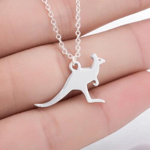 2020 Cute kangaroo necklace women stainless steel chains pendant gold chain fashion animal necklace jewelry on the neck simple