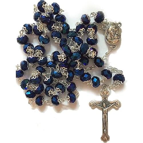 2020 Cross Pendant Necklace Virgin Holy Christ Rosary Necklaces for Women Men Crystal Beaded Catholic Prayer Jewelry Rosaries