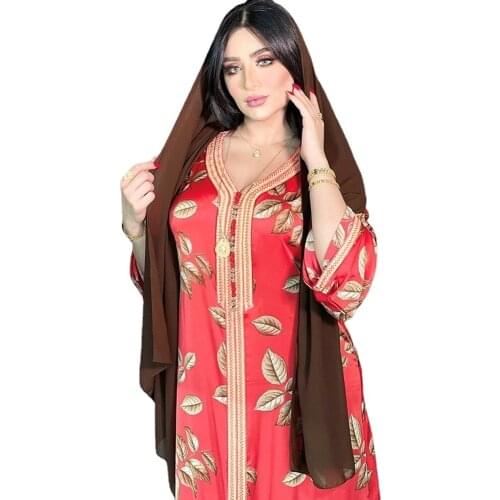 2021 Muslim Kaftan Hijab Dress Women Clothing Dubai Moroccan Caftan Arabic Oman Printed Robe Jalabiya Middle East Turkey Islam
