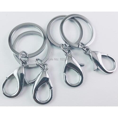 300pcs/lot DIY 30mm Key Ring Long 60mm Popular Charm Plated Lobster Clasp Key Hook Chain Jewelry Keychain