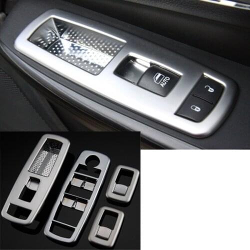 4PCS ABS For Jeep Grand Cherokee 14-16 Interior Car Window Lift Switch Buttons Decor Frame Cover Trim Sticker Styling