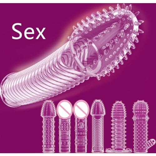 5Pc/Set Silicone Condoms Spike Dotted Ribbed Penis Sleeve Male Dick Enlargement Time Delay Lasting Penis Rings Adult Sex Toys