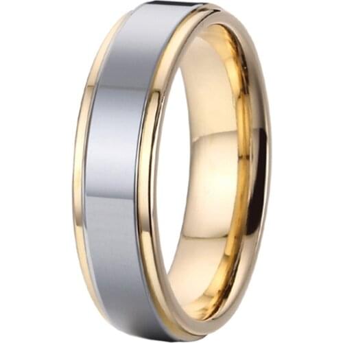 6mm 100% Tungsten Carbide Wedding Bands Ring Jewelry Gold Bicolor Marriage Couple Rings For Men And Women