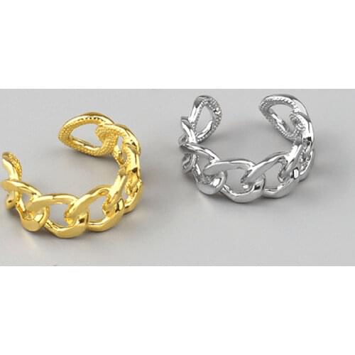 1 Piece Copper Chain Rings Open Adjustable Ring For Women Couples Vintage Handmade Twisted Geometric Finger Jewelry Party Gifts