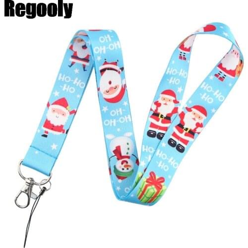 Father Christmas Keychain Lanyards Id Badge Holder ID Card Pass Gym Mobile Phone Badge Holder Key Strap webbings ribbons