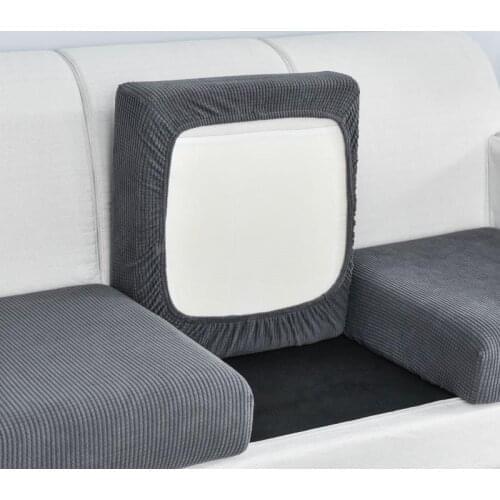 Sofa Seat Cushion Cover Chair Cover Pets Kids Furniture Protector Polar Fleece Stretch Washable Removable Slipcover 1/2/3/4 Seat