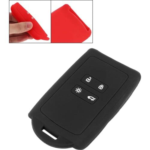 Black Red 2 Buttons Silicone Straight Plate Car Key Cover Protector Holder Key Case for Kadjar Koleos Renault Megan 2016-2017