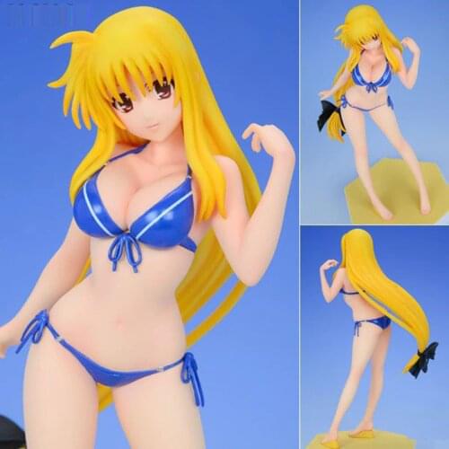 15cm Anime Figure Magical Girl Lyrical Nanoha StrikerS Fate Testarossa Harlaown Action Figure Bikini Swimsuit Figure PVC Toys