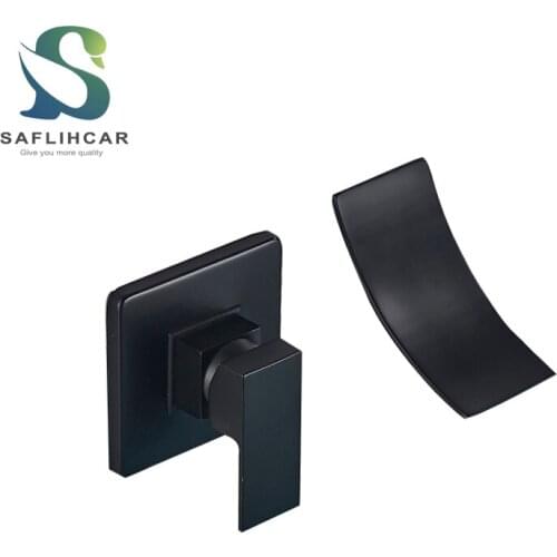 Chrome/Black Bronze washbasin faucets Wall Mounted Waterfall Basin Faucet crane Taps Dual Holes Hot & Cold Water Sink Mixer Tap