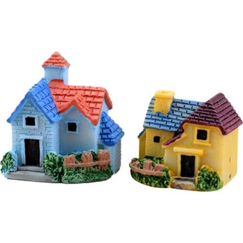 Mini Fairy Garden Miniature Resin Thatched House Micro Dollhouse Ornament Decor Random Color Thatched House Micro Dollhouse 2020
