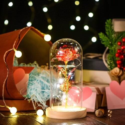 Artificial Eternal Rose LED Light Beauty In Glass Cover lamp Christmas Home Decor For Mother Valentines Day new Year Gift