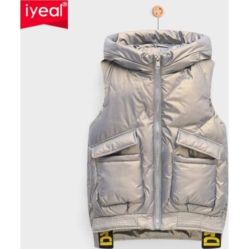 IYEAL Boys Girl Vest Children Hooded Warm Outerwear Kids Glossy Coat Sleeveless Jacket Winter Down Padded Waterproof Waistcoat