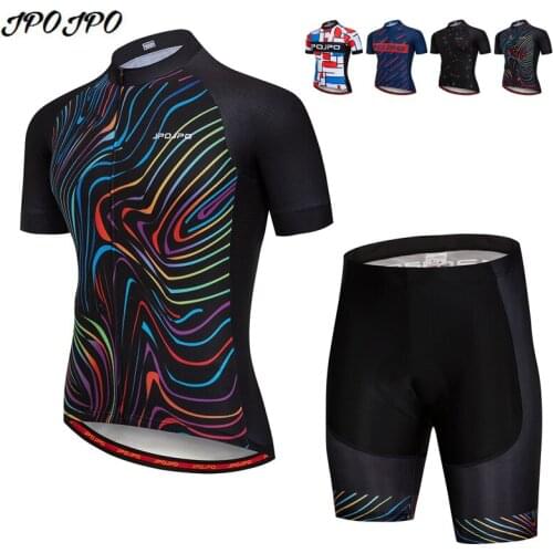 JPOJPO Bike Team Cycling Jersey Set Men Mountain Cycling Clothing Suit Summer MTB Bicycle Wear Clothes Ropa Ciclismo