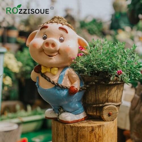 Cute Pig Flower Pot Floor Balcony Outdoor Planter Decor Courtyard Layout Landscaping Creative Terrace Home Garden Flower Vase