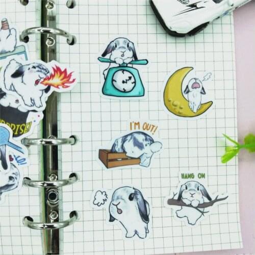 40 cute animal bunny stickers cartoon funny scrapbook stickers for children, DIY laptop suitcase skateboard motorcycle bicycle t