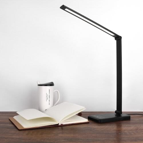 Stepless Dimmable Desk Light Foldable Rotatable Touch Switch LED Table Lamp USB Charging Port Timing Reading Desk Lamp DC 5V