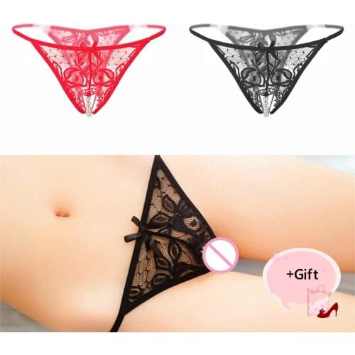 New Sexy Bikini Panties Lace Underwear Pearl Chain Couple Flirt G-String Panties Body Jewelry For Women Bikini Panties Jewelry