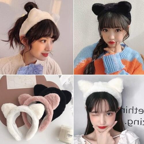 Plush cat ears headband cute headgear wash face headband Korean jewelry side makeup mask hairpin headwear