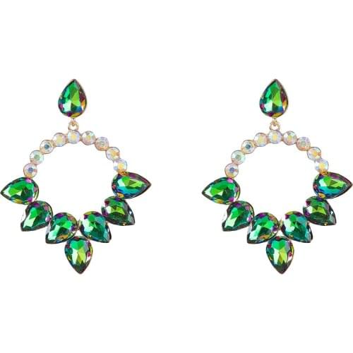 New Crystal Gems Water Drop Dangle Earings For Women Fashion Jewelry Trendy Girls' Daily Collection Earrings Accessories