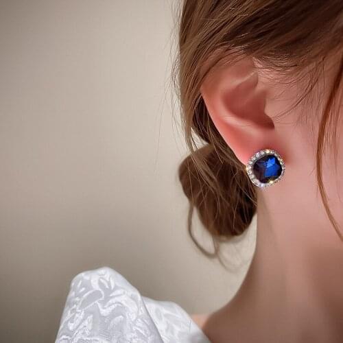 925 silver needle fashion jewelry with personality crystal square zircon earrings simple compact earrings for women wholesale