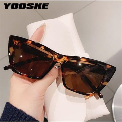 YOOSKE Retro Cat Eye Sunglasses for Women Luxury Brand Deisgn Vintage Sun Glasses Men Classic Black Leopard Eyewear UV400