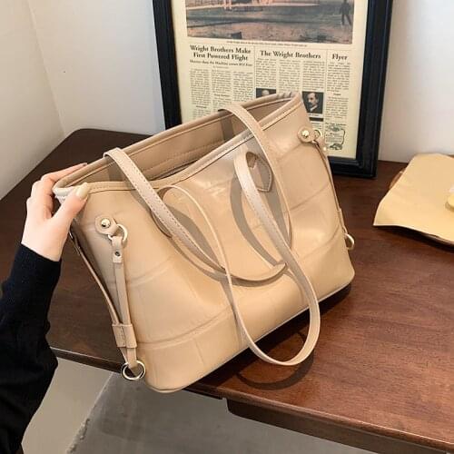 Pu Leather Women Handbags Large Capacity Designer Ladies Shoulder Bags Travel Fashion Stone Female Big Tote Shopping Bag black