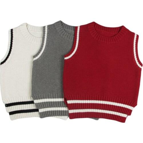 Baby Boys Girls Sweaters Cotton Knitted Vest 2020 New Arrival Autumn Winter Kids INS Clothing White Red Gray Pullovers GW73