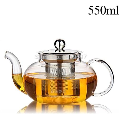 Heat resistant glass teapot with strainer blooming flower tea pot 550ml kettle High temperature resistant tea set