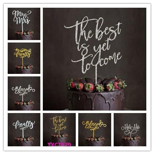 Wedding Cake Topper Mrs Mrs Finally Acrylic Silver Script Wedding Engagement Gift Ceremony Decor Cake Toppers Engagement