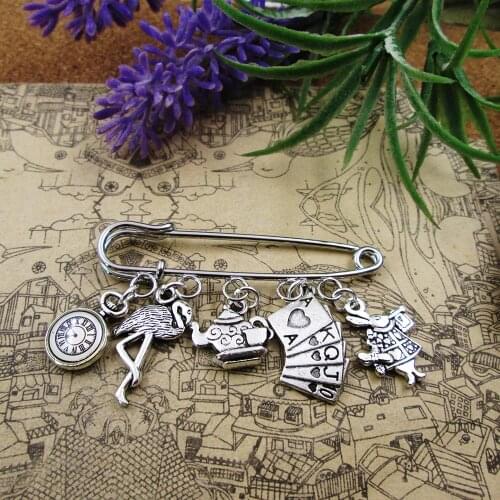 TV series Silver link Brooch it is tea time silver plated charm brooch