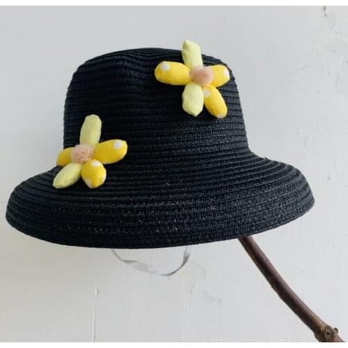 Spring and Summer New Childrens Straw Hat Outing Sun Hat High-top Flower Girl Baby Seaside Beach Sun Hat