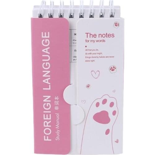 W3JD 80 Sheets Japanese Pocket Kawaii Cartoon Students Vocabulary Notebook English