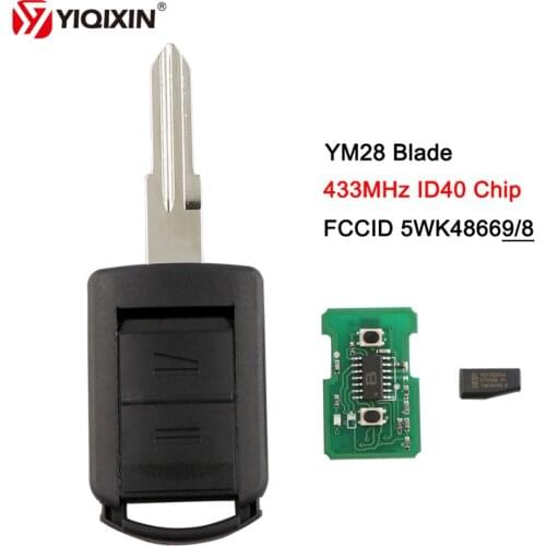YIQIXIN 2 Button Remote Car key 433Mhz For Opel Vauxhall Astra Corsa C Combo Van Meriva Tigra Vectra With ID40 Chip 5WK48668