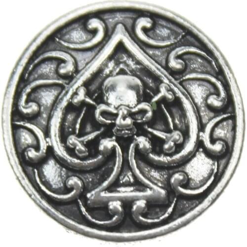 10pcs/lot Snap Jewelry Vintage Spades Skull Snap Button fit Metal 18mm Snap Bracelet Leather Bracelet DIY Ginger Button Jewelry