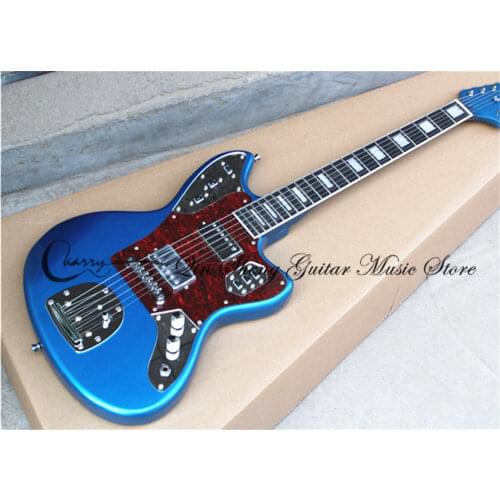 Order booking 6 strings JA guitar, metal blue guitar,fixed bridge HH pickups,chrome buttons,red pickguard,mirror control board