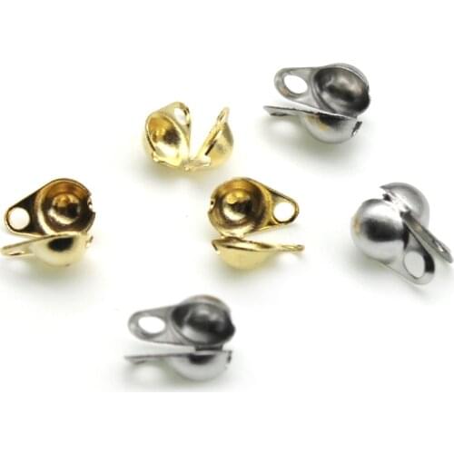 50pcs/lot Stainless Steel Crimps Beads Ball Chain Connector End Clasp for DIY Necklace Bracelets Jewelry Making Accessories