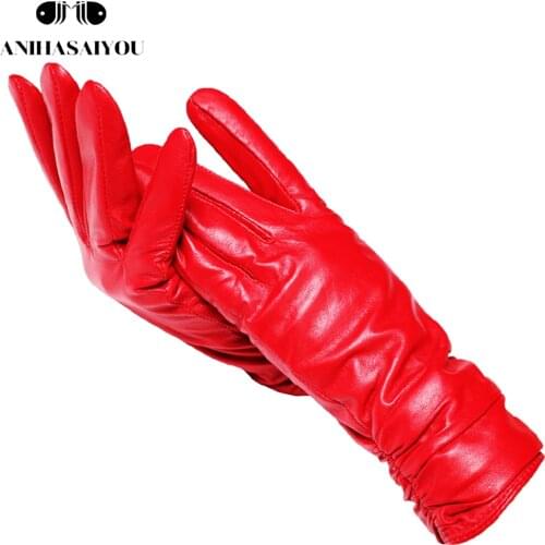 2019 fashion new products winter leather gloves short leather gloves women Wrist tightening design winter leather gloves women