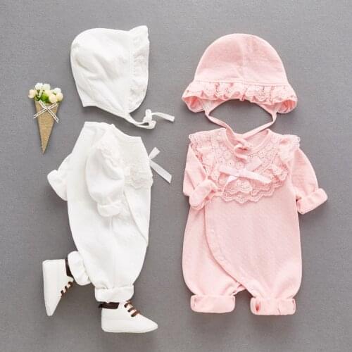 1 set spring bodysuit for Newborn baby girls 3 6 9 12 months cotton comfy bodysuit & hat kids holiday daily party girls bodysuit