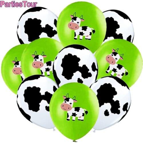 10pcs Black White Animal Cow Latex Balloons Cow Helium Ballons Baby Shower Cow Birthday Party Decor Farm Animals Theme Balloons