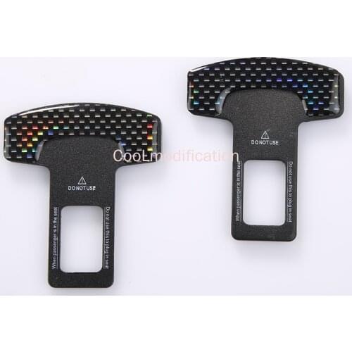 2Pcs Safety Belt Buckles Real Carbon Fiber Car Seat Alarm Canceler Stopper Plug Buckle Seat belt Clip Car Safety Belt Extender