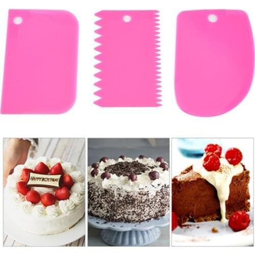 3PCS/Lot Dough Cake Cutter Slicer Spatula for Cake Cream Scraper Pasty Cutters Scraper Irregular Teeth Edge DIY Smoother