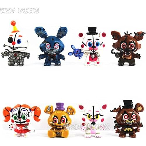 8 Pcs/Set 6.5 Cm Game Five Nights Midnight Toy Bear FNAF Action Figure Foxy Chica PVC Model Dolls Kids Brinquedos
