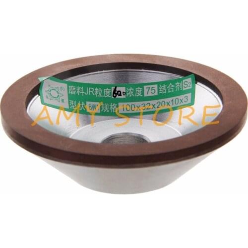 100mm x 20mm 75% Concentration 600 Grit Resin Bonded Diamond Grinding Wheel Brown Bowl Shape 100x32x20x10x3