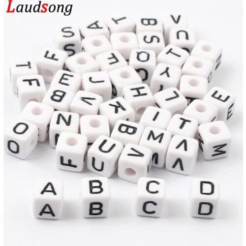 50/200pcs Mixed Letter Acrylic Beads Square Alphabet Loose Beads For Jewelry Making DIY Bracelet Necklace Accessories